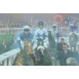 [ Horse Racing ] After Claire Eva Burton (British, b. 1955) "Alderbrook", a bustling depiction of