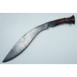 A Second World War 4th Gurkha Rifles kukri, its blade etched overall and incorporating the