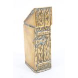 A Victorian brass novelty vesta case in the form of an outside privy, its front representing the