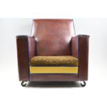 A child's vintage Art Deco style vinyl-upholstered armchair, 54 cm x 44 cm x 54 cm