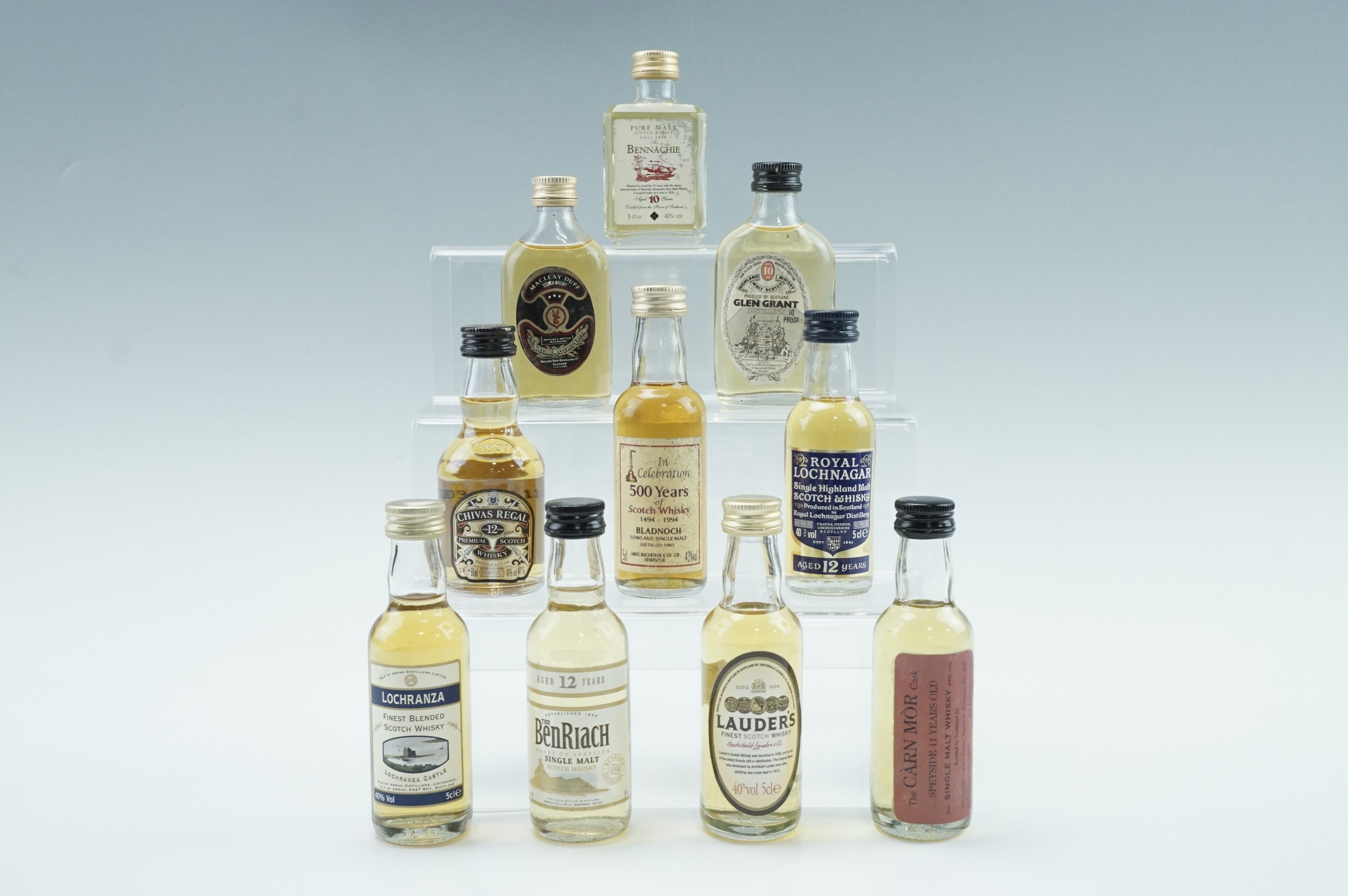 10 Whisky miniatures, including The Bennachie, Glen Grant, etc