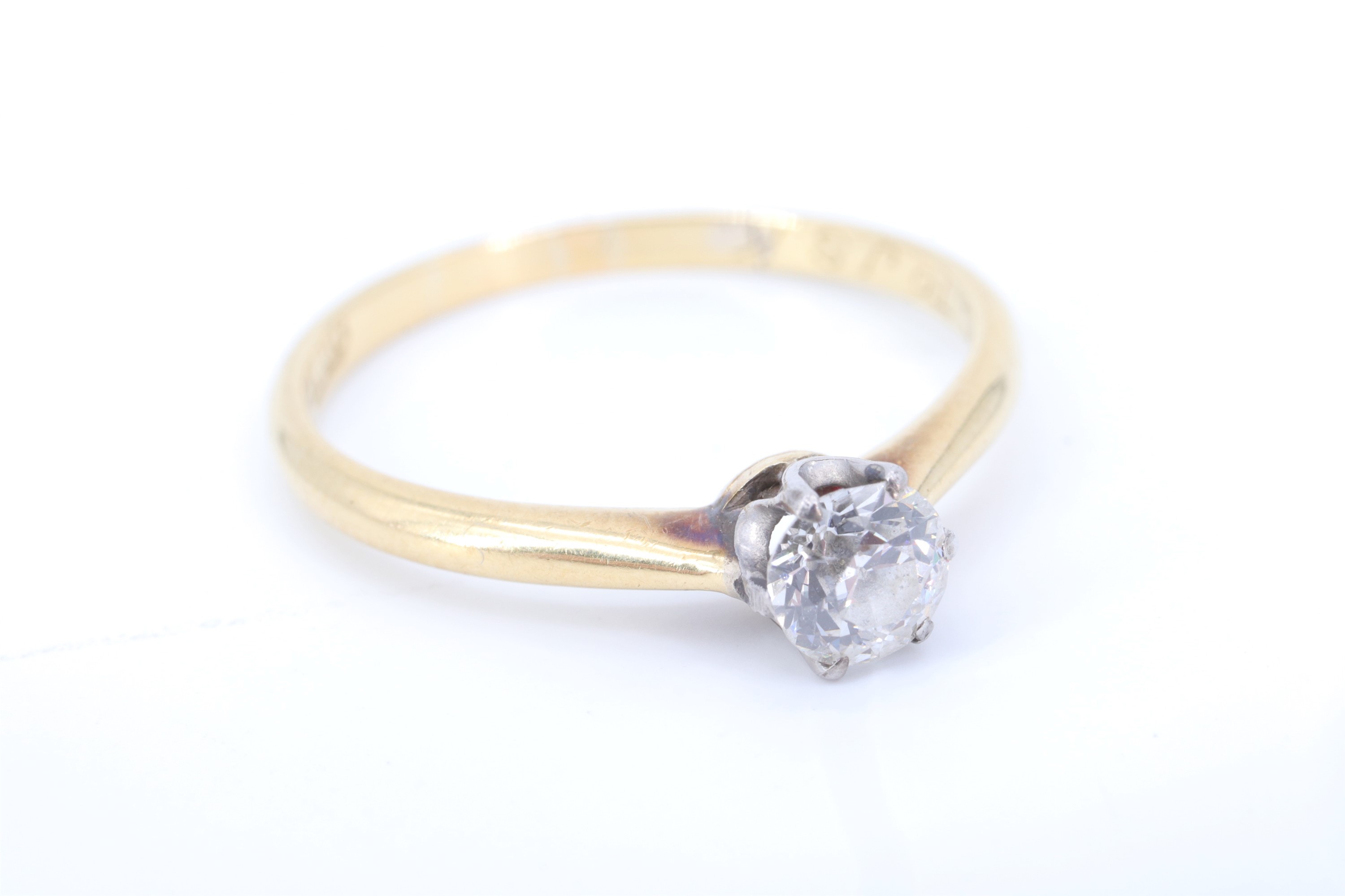 A vintage diamond solitaire ring, having a brilliant cut diamond of approximately 0.36 carat,
