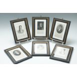 A quantity of uniformly framed Victorian lithographic portraits, in moulded frame under glass, 21 cm