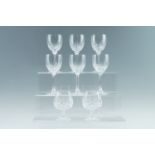 Six Edinburgh crystal large wine glasses, 19 cm, together with two brandy balloons