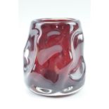 A Whitefriars ruby coloured knobbly glass vase by Geoffrey Baxter, 12 cm