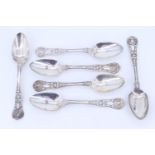 A set of six late Georgian silver Queen's pattern dessert spoons, Charles Eley, London, 1824, 343 g