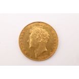 An 1828 gold half sovereign