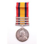 A Queen's South Africa Medal with three clasps to 5569 Pte T Mumford, 1st Battalion Border Regiment