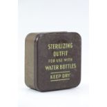 A World War 2 water bottle sterilising outfit, 6.5 x 6.5 x 2 cm