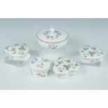 A small group of Wedgwood "Wild Strawberry" lidded pots, largest 9 cm x 14 cm