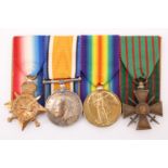 A 1914-15 Star, British War and Victory Medals with 1914-1916 Croix de Guerre to 6608 Pte W