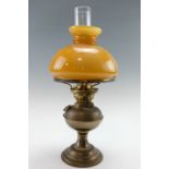 A Duplex brass oil lamp, 47 cm