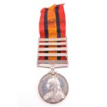 A Queen's South Africa Medal with four clasps to 223 Pte A Pestall, 1st King's Royal Rifle Corps