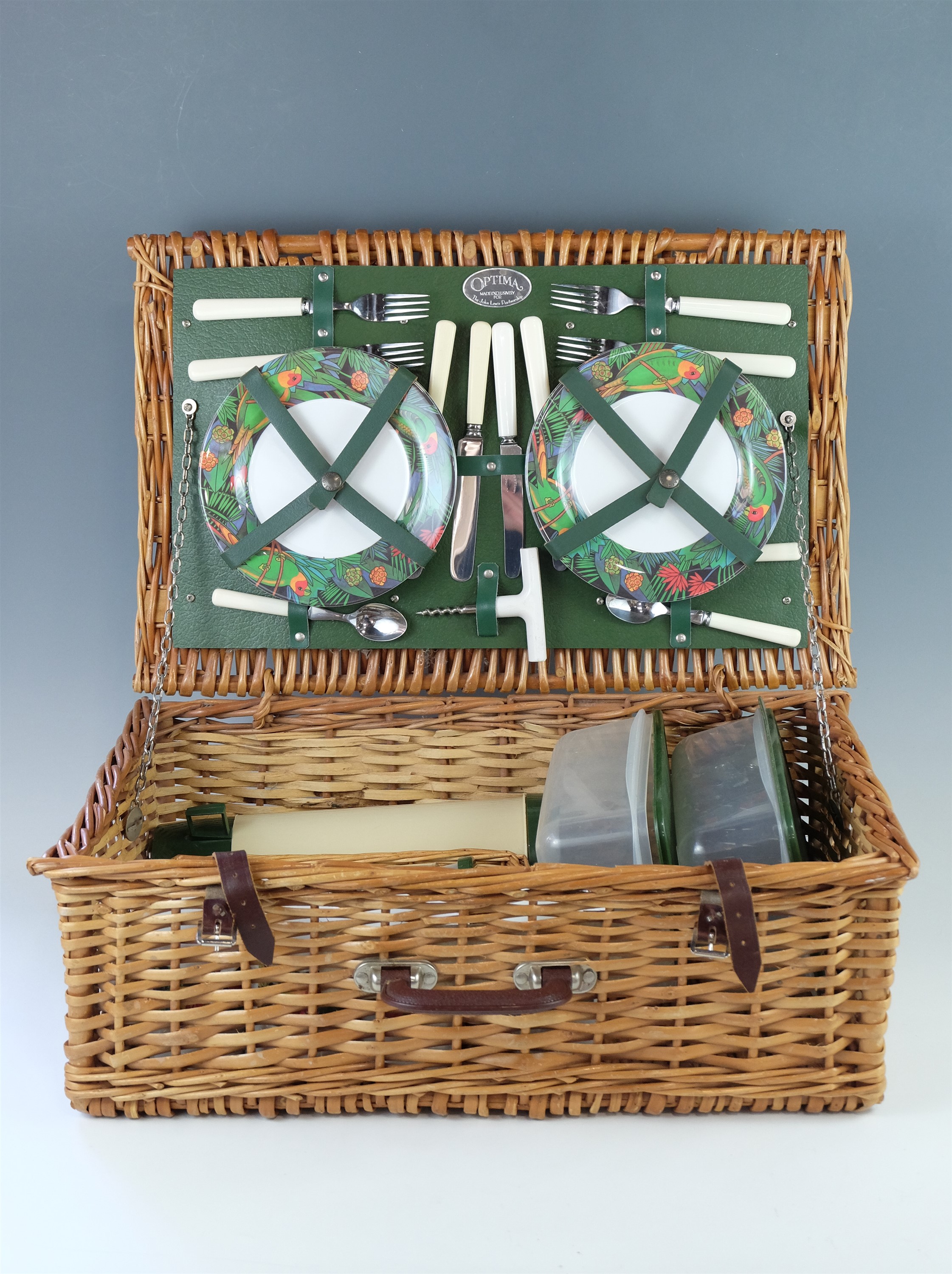 A vintage Optima for John Lewis wicker picnic hamper, 58 x 37 x 21 cm - Image 3 of 3