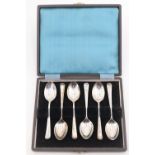 A cased set of silver teaspoons bearing an engraved "B" to the terminals, Atkin Brothers, Sheffield,