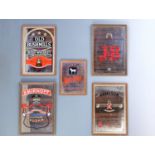 Five late 20th Century small whisky and spirits advertising mirrors, largest 25 cm x 34 cm
