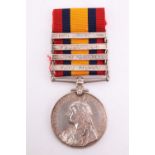 A Queen's South Africa Medal with four clasps to 6344 Pte W E Stevens, Border Regiment