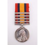 A Queen's South Africa Medal with four clasps to 6434 Pte J T Cummings, Border Regiment