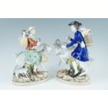 A pair of late 19th Century Oldest Volkstedt / Aelteste Volkstedter figures of The Tailor of
