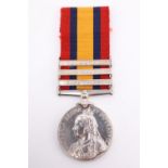A Queen's South Africa Medal with three clasps to 6069 Pte W Sims, 1st Battalion Border Regiment