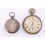 A Victorian silver pocket watch, having a crown wind and pin set movement, in a case assayed