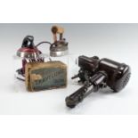 A 1930s Bylock Bakelite hairdryer together with a "Clem" travelling iron by Clayton, Lewis &