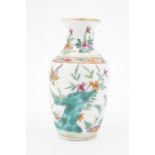 A diminutive 20th Century Chinese famille vert baluster vase, 9.5 cm
