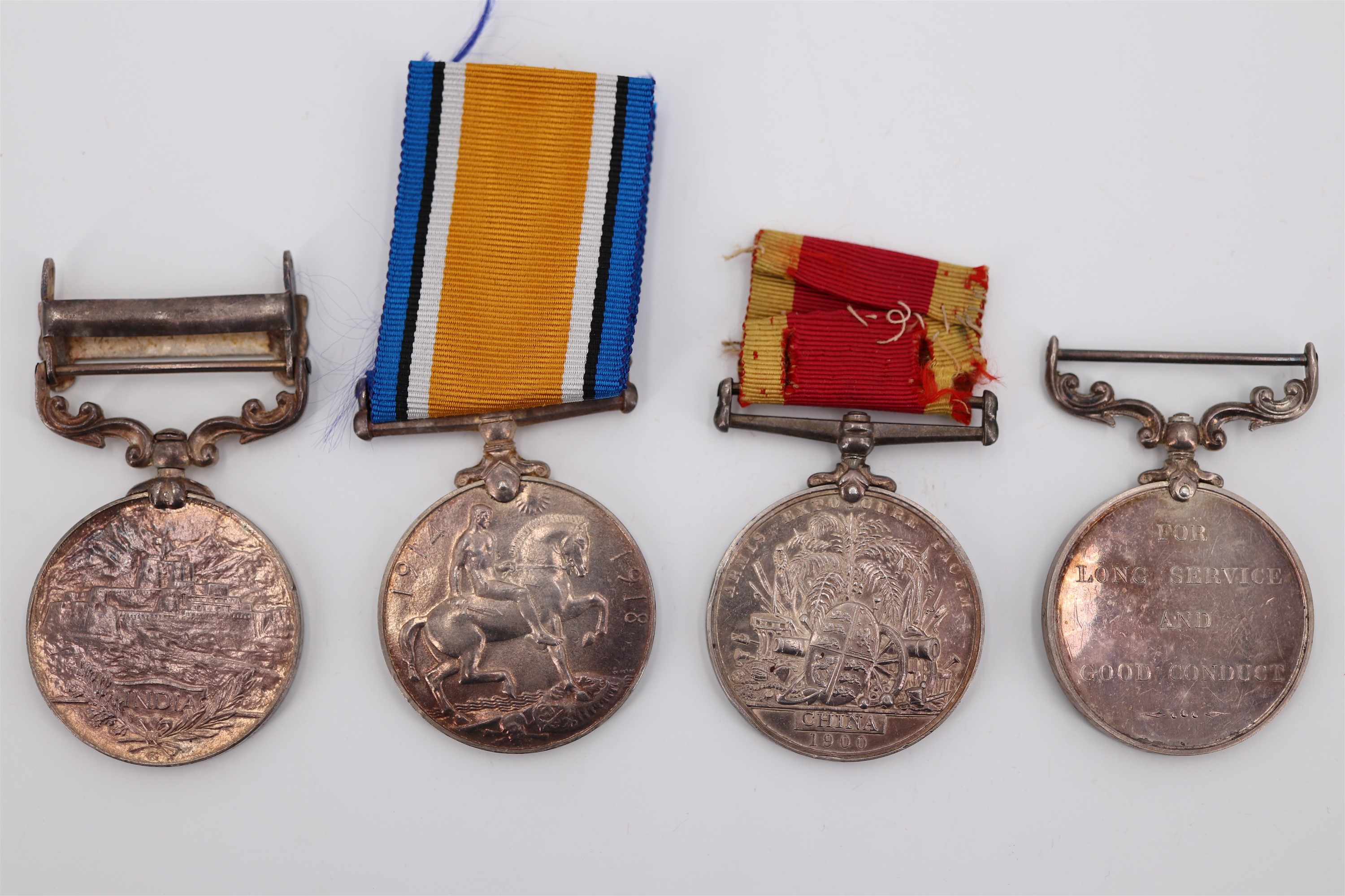 A campaign and long service medal group comprising China Medal 1900, British War medal, India - Image 2 of 12