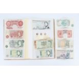 A group of GB banknotes, including Fforde, Beale, Somerset etc, together with three 3d coins