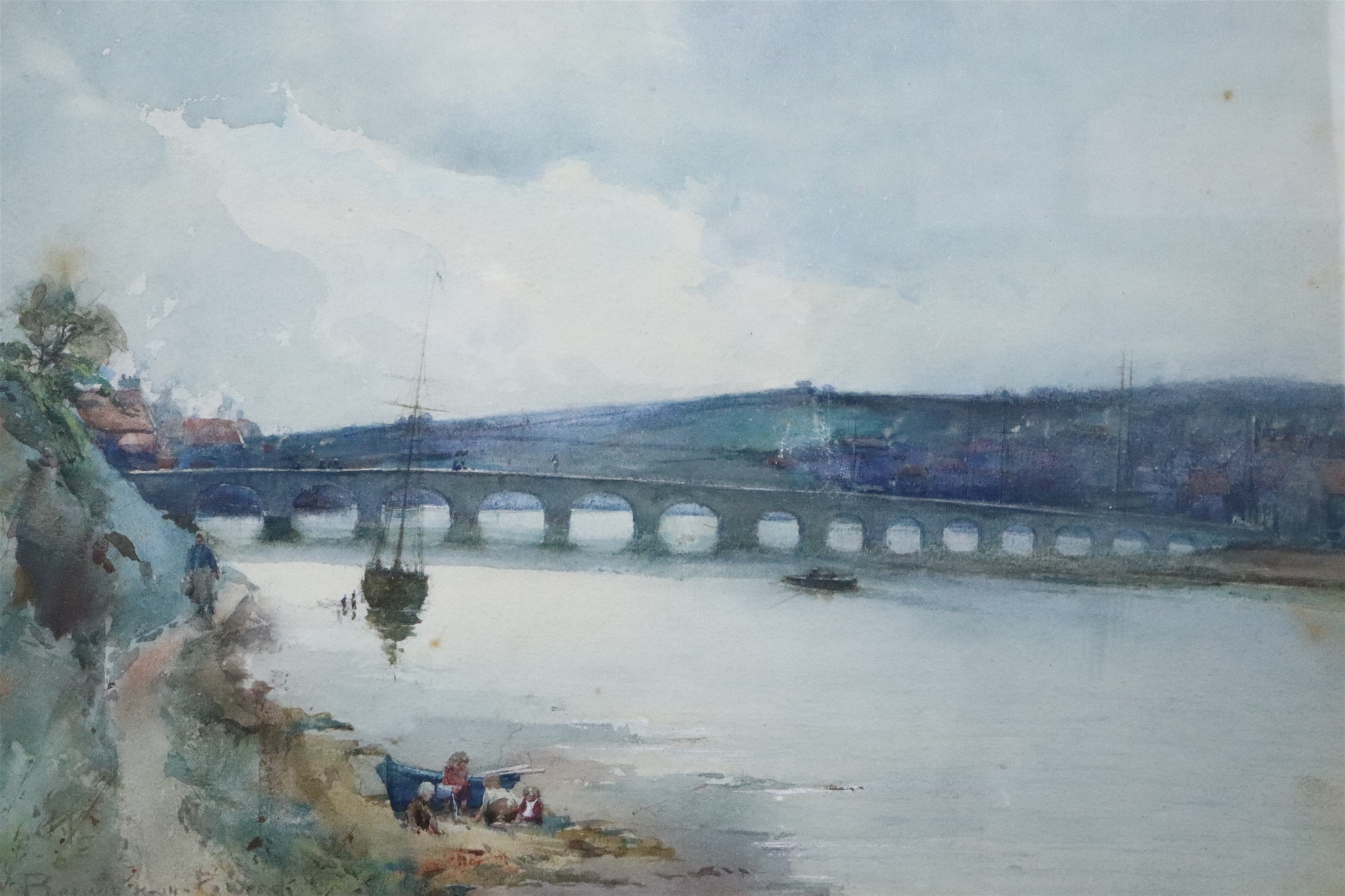 Thomas Marjoribanks - Hay (Scottish, 1862 - 1921) "Berwick - upon - Tweed", an impressionist