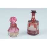 A late 19th / early 20th Century German ruby flashed and cut glass scent bottle, having a ground
