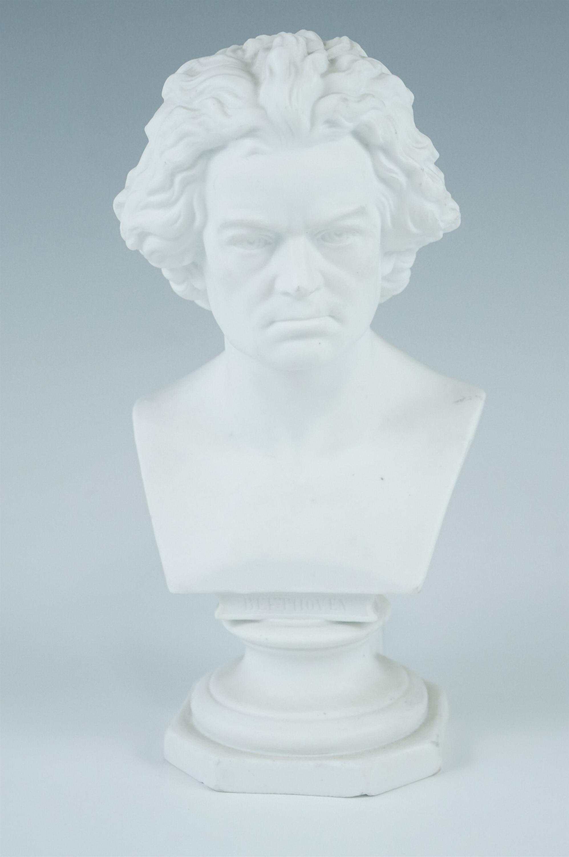 A Parian ware bust of Beethoven, 20 cm