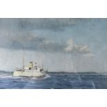 William Henry Innes (1905 - 1999) A study of a overcast ferry crossing, oil pastel, signed, in