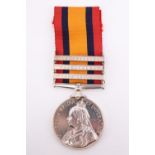 A Queen's South Africa Medal with three clasps to 4628 Pte J Walker, King's Own Scottish Borderers