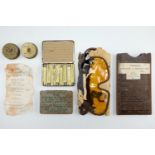 Second World War British army anti-gas ointment sets, eyeshields and anti-dim compounds