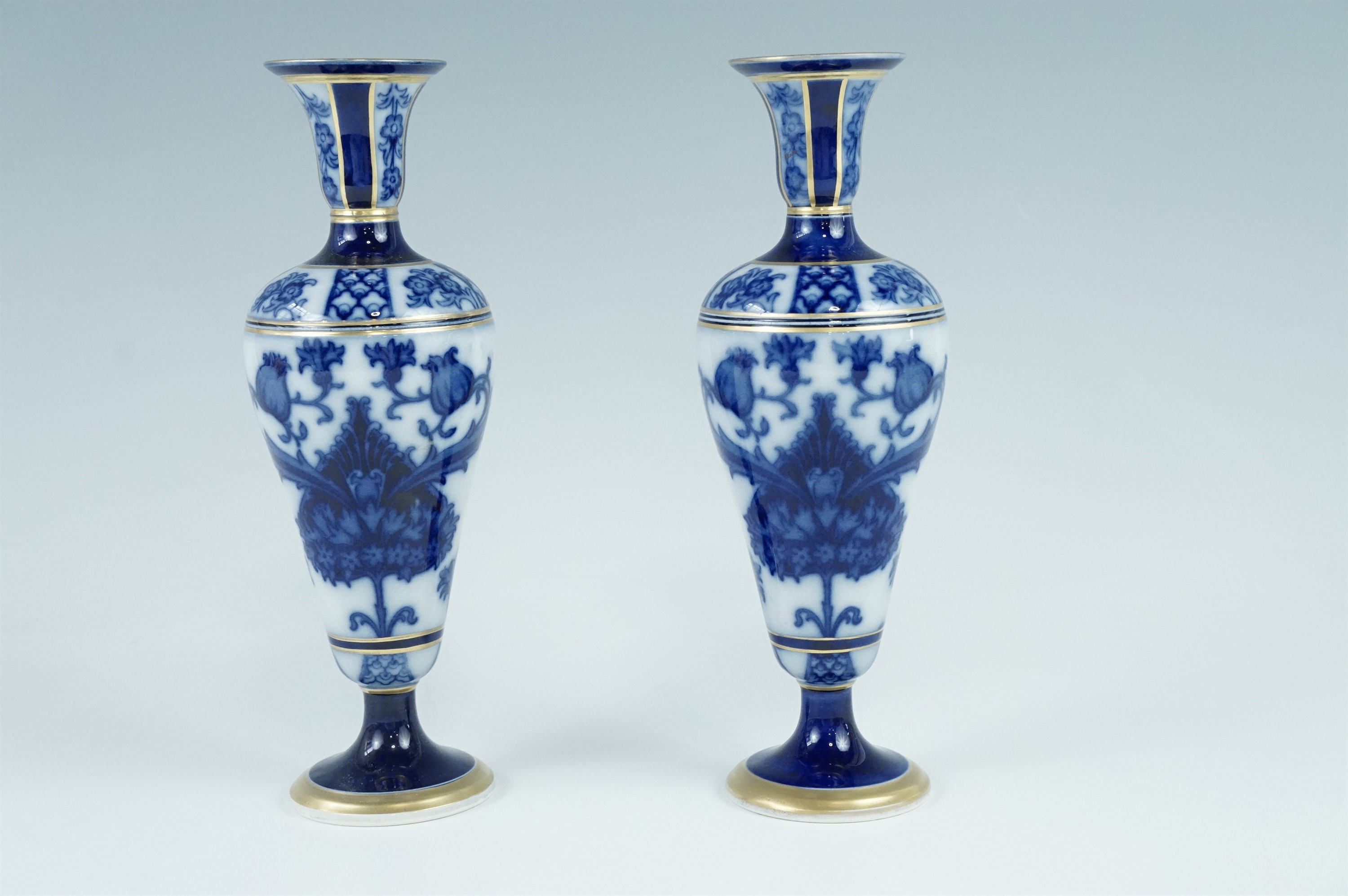 A pair of late 19th Century William Moorcroft for Macintyre Burslem Aurelian Ware vases, 22 cm