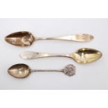 Two 19th Century Celtic pointed silver teaspoons, Charles Torchetti, Aberdeen and another,