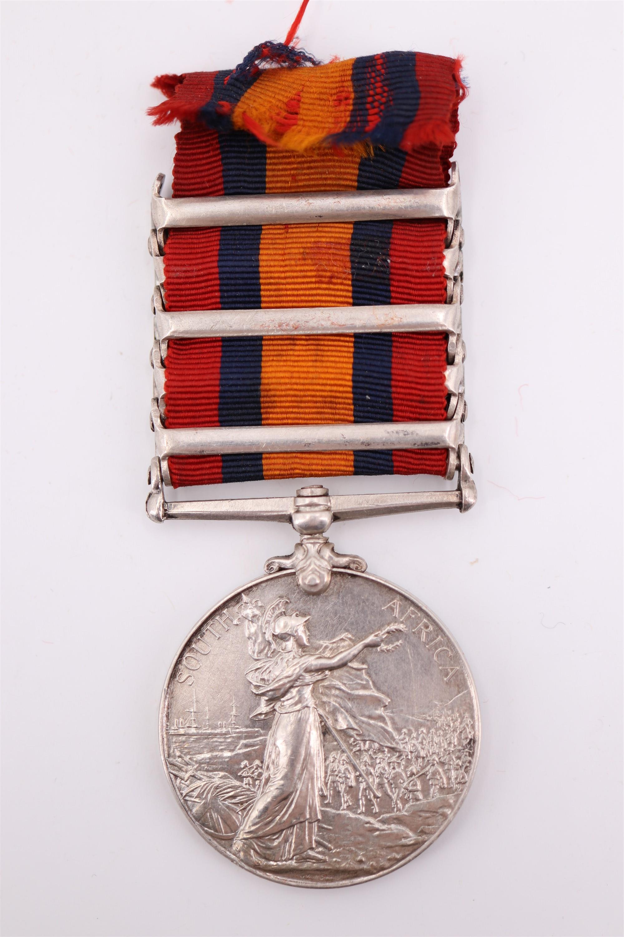 A Queen's South Africa Medal with five clasps to 6233 Pte E Ward, Border Regiment - Image 2 of 5