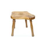 A carved Sherwood oak stool by Wren Craftsmen of Carburton, Worksop, 30 cm