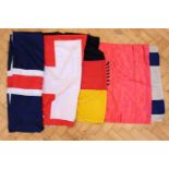 Five vintage cotton flags, comprising Norway, Iceland, Switzerland, Israel and Germany,