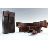 1939 Pattern leather belts, a bayonet frog and basic pouch