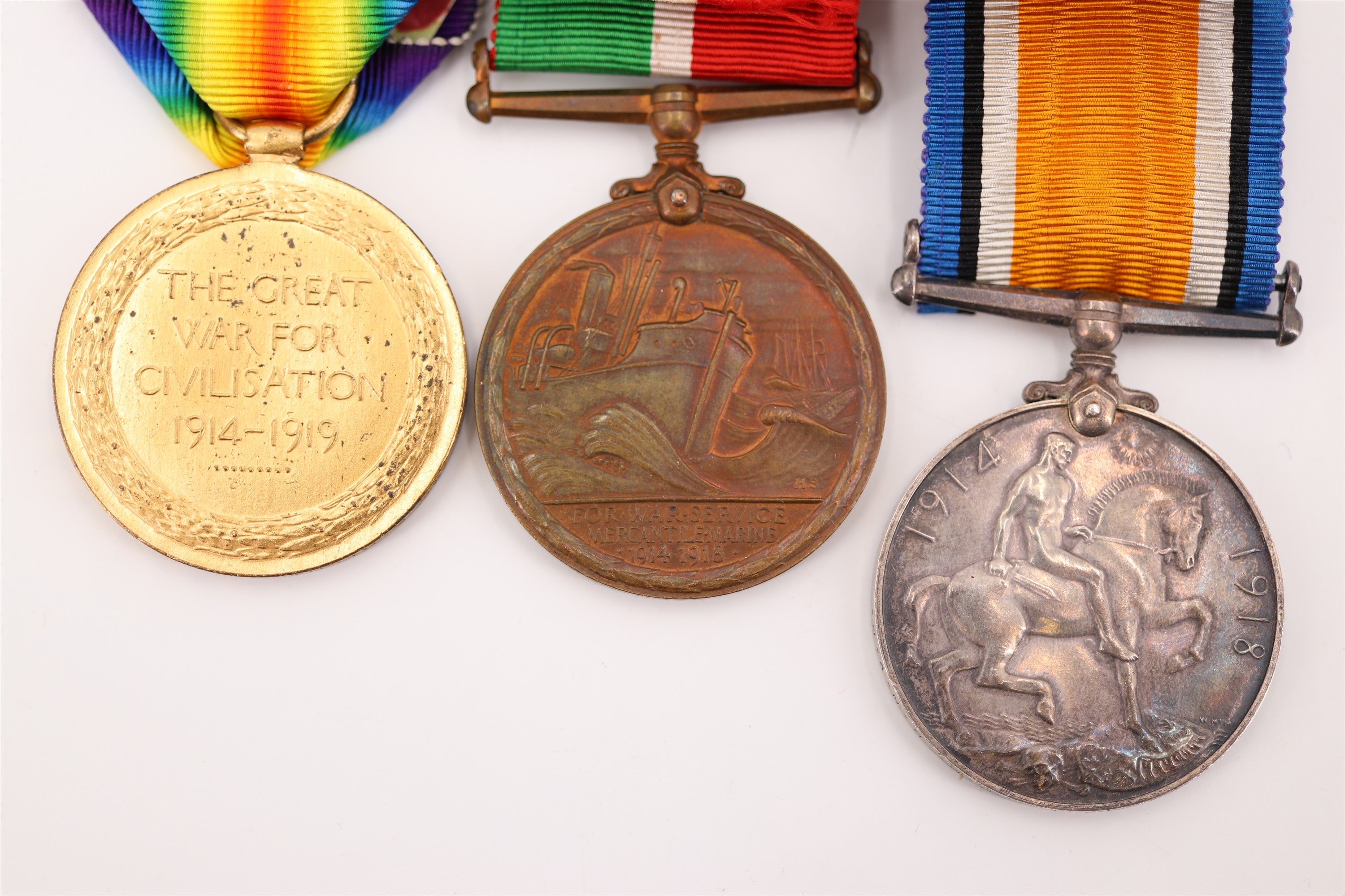 British War and Victory Medals with Mercantile Marine medal to MB796 Ernest Nicholls, CMM RNVR - Image 2 of 7