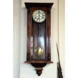 A late 19th / early 20th Century Vienna wall clock, having a two-train weight-driven movement and