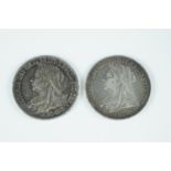 Two silver 1897 crown coins