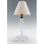 A cut glass table lamp, 33.5 cm excluding shade