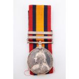 A Queen's South Africa Medal with two clasps to 5909 Pte J L Sheridan, South Lancashire Regiment
