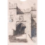 Hugh Harmood Banner (Scottish, 1865 - 1941) "Castle Gateway, Carlisle", drypoint etching, signed, in