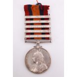 A Queen's South Africa Medal with five clasps to 6233 Pte E Ward, Border Regiment