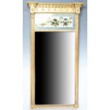 A Regency giltwood and gesso pier glass, having compound columns supporting a reverse break-front