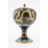 A 20th Century Japanese cloisonné covered jar, of ovoid form on a pedestal base, decorated with